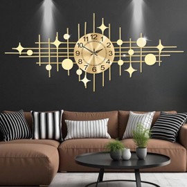 Wall Clock,Large Wall Clocks for Living Room,Silent Non Ticking,Battery Operated Oversized Round Modern Wall Clock for Bedroom,Farmhouse,Office Wall Decor Star, 16.3 * 37.4 Inch