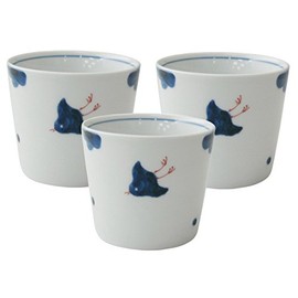 Hasami Ware 323751 Light Ball Kiln Buckwheat Chiyokuchi, 3 Pieces, Chidori