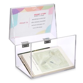 BTSKY Clear Acrylic 4 x 6 inch Index Card Box with Sign Lid - Index Card Holder Notecard Box Recipe Card Box Plastic Storage Organizer for Filling Index Cards, Note Cards, Flashcards, Recipes