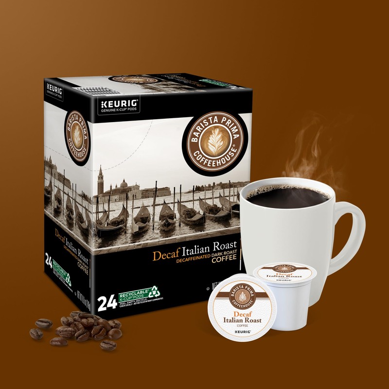 Barista Prima Coffeehouse, Italian Roast Decaf Keurig Single Serve K-Cup