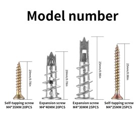 90 Pcs M4 Self Drilling Plasterboard Fixings Heavy Duty, Metal Plaster Board Wall Plugs and Screws Fixings, Drywall Hollow Cavity Wall Fixings Anchors Raw Plugs with Screws and Wall Plugs Set
