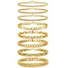 8Pcs Stainless Steel Chain Bracelets for Men Women Cuban Link