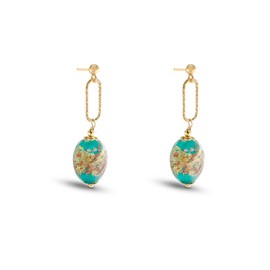 Venetiaurum - Lange Ohrringe mit Anhängern aus Original Muranoglas und 925er Silber - Schmuck “Made in Italy” zertifiziert