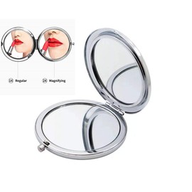 Pocket Mirror, 2 x 1x Magnification Compact Travel Makeup Mirror,Perfect for Purse, Pocket and Travel (Silver)
