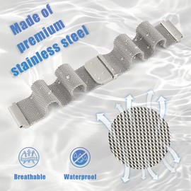 HAYONLIY Metal Bands Compatible for Garmin Venu 3S/Vivoactive 4S/Venu 2S/Vivomove 3S, 18mm Quick Release Magnetic Mesh Stainless Steel Strap for Garmin Forerunner 255s/Forerunner 265s Women