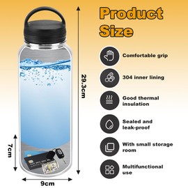 LANSKYLAN Stainless Steel Water Bottle with Hidden Space Thermal Water Bottle 730 ml Stainless Steel Water Bottle Thermos Flask Thermos Insulated Water Bottle for Outdoor Travel Home