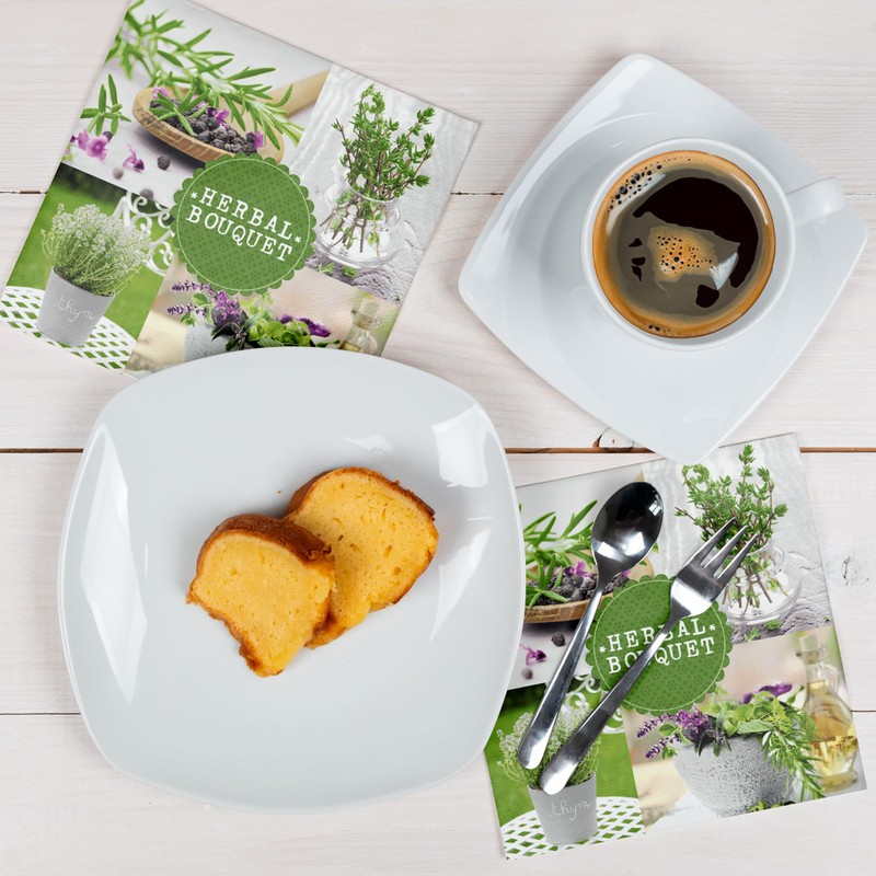 HEKU 100 napkins, 3-ply, 33 x 33 cm, herbs, absorbent
