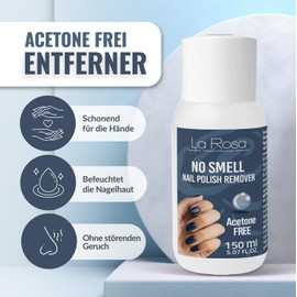 LaRosa Nagellackentferner ACETONFREI 150ml SENSITIVE NO SMELL für schonende und zuverlässige Entfernung von Nagellacken, besonders für brüchige Nägel geeignet
