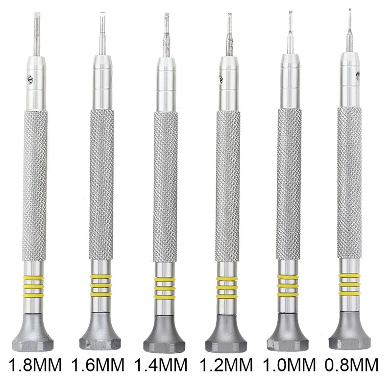 6 Pcs Watch Repairing Tool Slotted Screwdriver for Watchmaker 0.8/1.0/1.2/1.4/1.6/1.8mm