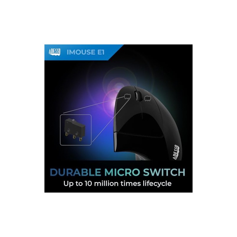 Adesso iMouseE1 - Vertical Ergonomic Illuminated Optical 6-Button USB Mouse