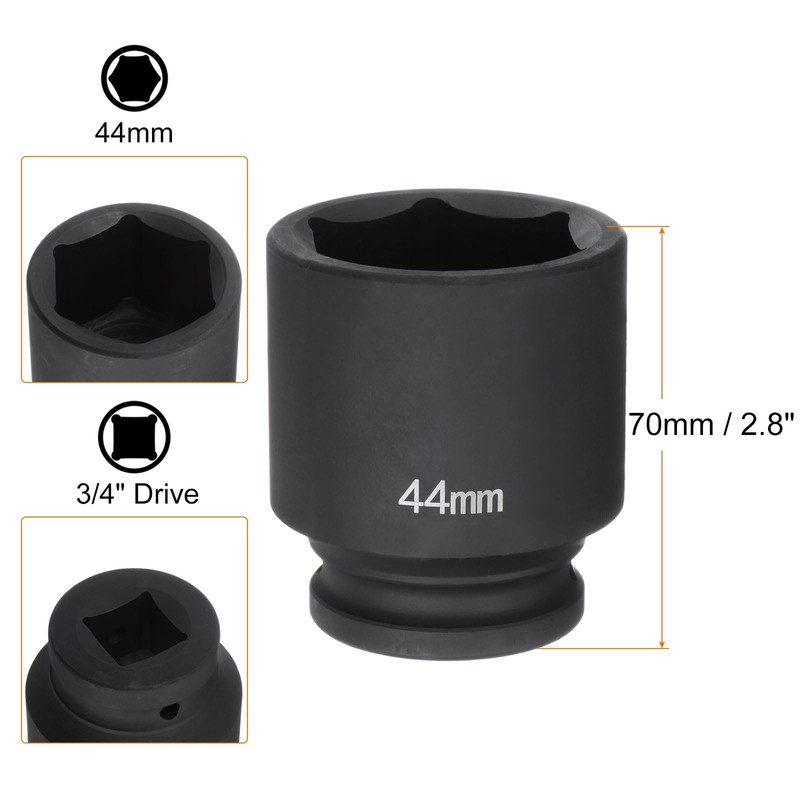 QUARKZMAN Deep 6 Point Impact Socket 3/4" Drive 44mm Metric