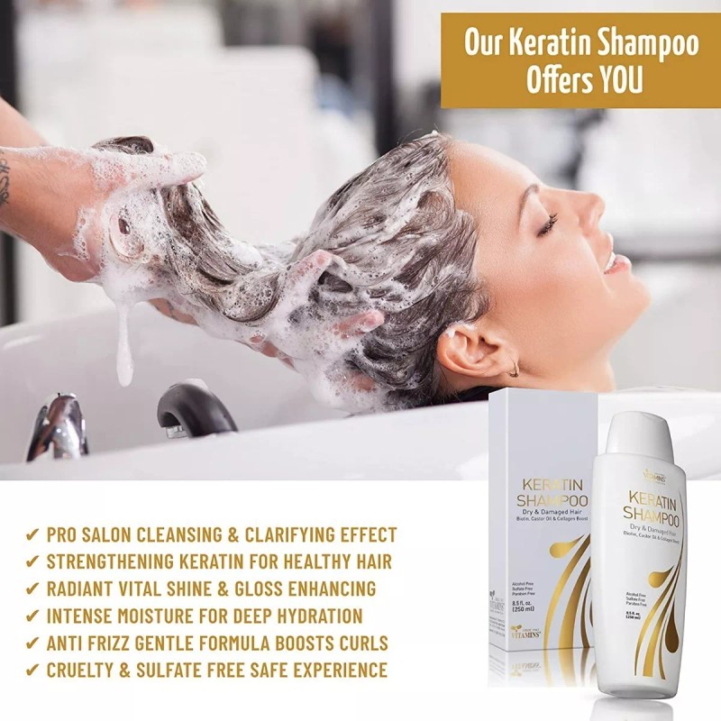 VITAMINS hair cosmetics Champú De Queratina Tratamiento Biotina-coláge, Anticaída