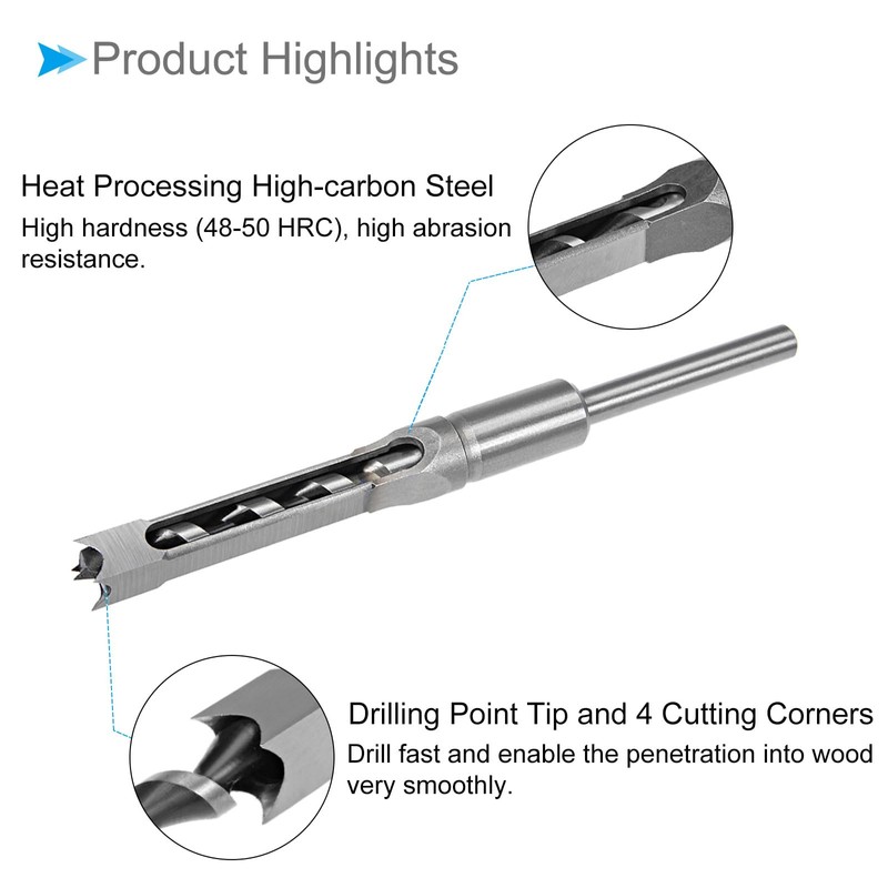 CoCud Square Hole Drill Bit, 1/2" High Carbon Steel Square