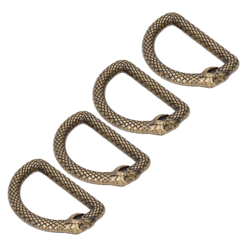 20Pcs Metal D Rings Snake Pattern Wear Resistant Metal Rings