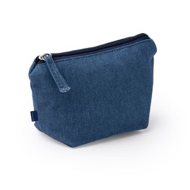 Blue Hippie Recycled Denim Travel Toiletry Bag with Matching Zip, blue, hippie