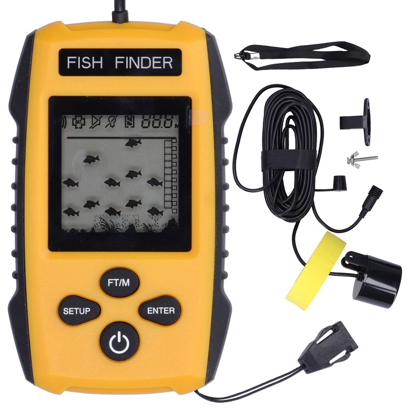 Fish Finder LCD LED Visual Echo Sounder Alarm Fishing Transducer