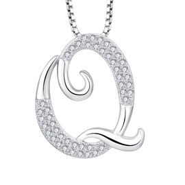 Starchenie Initial Necklace for Women 925 Sterling Silver Letter Q Pendant 26 Alphabet Jewelry