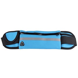 Running Belt Bum Bag - Waterproof Fanny Pack with Headphone Hole – Adjustable Flip Belt for Exercise, Running, Walking – Unisex, Blue