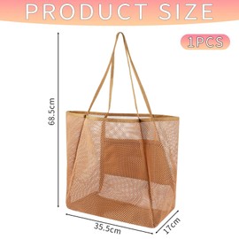 GDFHBD 1 Brown Mesh Handbag, Beach Bag, Simple Shoulder Bag, Large Capacity Shoulder Bag, Travel Supplies.