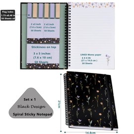 KIFZM A5 Spiral-Notizbuch, niedliche College-Notizbücher für Frauen Spiral Ruled Journal Hardcover-Notizbuch mit Sticky Memo Pads linierte Notizen Design A