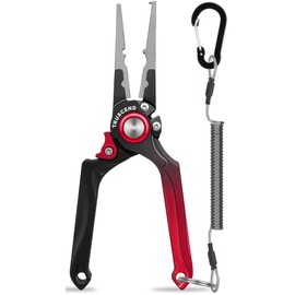 TRUSCEND伝盛【航空アルミ製・ロック付き】 安全ロープ付き フィッシングプライヤー 釣り ペンチ PTFEコーティングされ 防錆 耐食性 耐摩耗性 多機能 ソルトウォーター フック外し 針外し ラインカッター ステンレス 高性能 超軽量