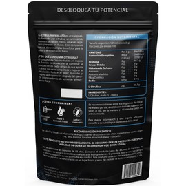 Citrulina Malato de Alta Pureza 300g 60 servicios - FT Pure Malato de Citrulina 100% Pura - Pre Entreno Precursor de Oxido Nitrico - Sin saborizantes, Sin excipientes.