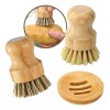 Veraly Kit Limpieza Cocina Cepillo Lava Trastes Con Base Madera