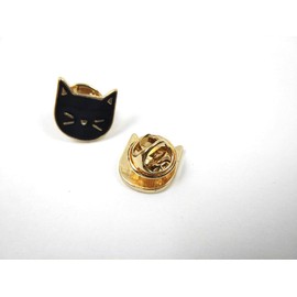 F NODE Cat Pin Badge, Black and White, White Cat, Black Cat, Set of 2, Cute, Nyanko, Stylish, Fastener, Batch, How to Use, How to Put on Badge, Catch, Metal, Butterfly Clutch, Accessories, Women's