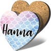 1 x Heart Coaster - Name Hanna Mermaid Scales Fish