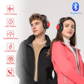 Qaekie Hybrid Active Noise Cancelling Headphones - 2024 Upgraded Wireless Over Ear Bluetooth Headphones,100H Playtime,Hi-Res Audio,Deep Bass Noise Cancelling,Comfortable Ear Cup for Travel/Home/Office