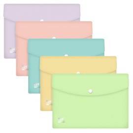 Oxford Urban A5 Document Wallet Plastic Opaque Assorted Pastel Pack of 5