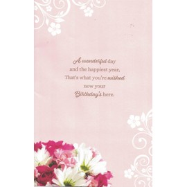 Extra Large Birthday Card for Mum, Modern Floral Design, 12 x 8 inches, 8 Page Insert
