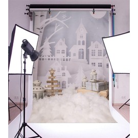 Qinunipoto Christmas Photography Backdrop Winter Cloth Photography Background Backpaper White Castle Cloth Back Background Sheet Background Paper Background Poster Photo Studio Photography Props Home