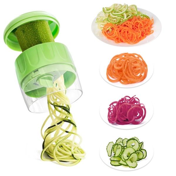 GLADICER Handheld Spiralizer, 3 in 1 Spiralizer for Veggie Noodles