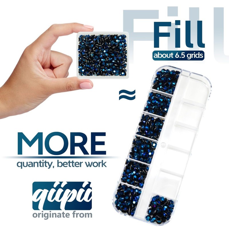 qiipii Ink Blue Resin Rhinestones for Crafting 3mm 4mm 5mm