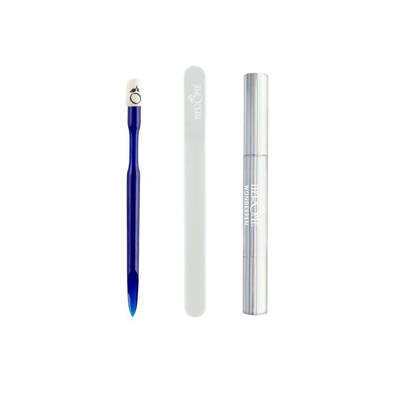 Herome Combi Pack Cuticle Pusher, Glass Nail File Pocket Size