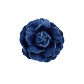 Denim Flower Brooch Blue Denim Flower Hair Clips Blue Jeans Flower Hair Pins BW21 (Dark Blue)