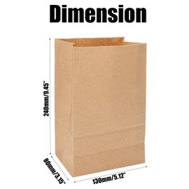 5lb Brown Paper Lunch Bag 100 Count Large Size Compostable Paper Bag for Kid, Sandwich Baked Burger Sack Food, Bulk Snack, Shopping, Recyclable or Disposable Packing Stock Blank Bags for Your Home