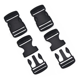 SHENSAIGO Pack of 4 38 mm Plastic Quick Release Buckles, Adjustable Backpack Buckle, Click Fastener Quick Release for Backpack Repair Dog Collar DIY Crafts, black