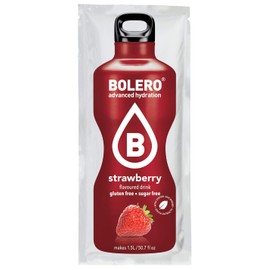 BOLERO – Strawberry Flavored, Sugar Free and Low Calorie Powdered Drink Mix, Makes 1/2 Gallon for Strong Flavor or 1 Gallon for Mild Flavor, 12 Large Sachets - Europe's Favorite Drink Mix