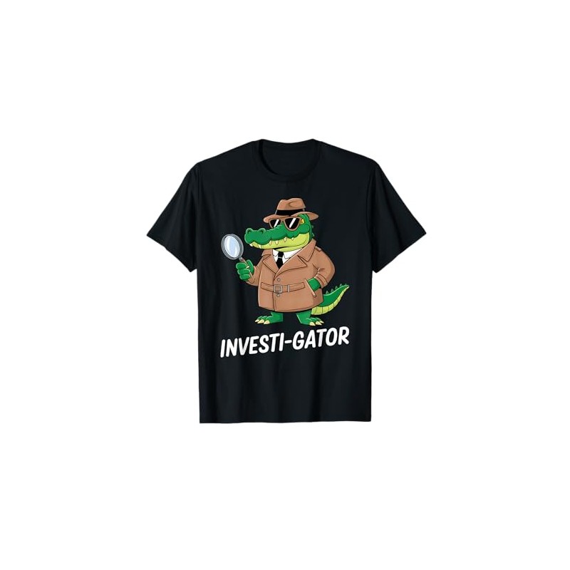 Detective Alligator Cartoon Character Investi-gator T-Shirt