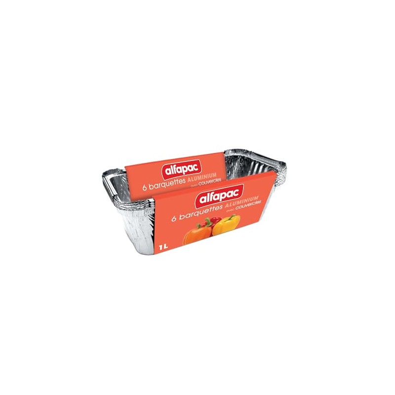Alfaac 6 x Aluminium Bowls 1 Litre Deep with Lid