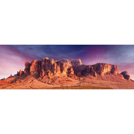 Bob Estrin Handmade Panoramic Photograph of Superstition Mountains During Sunset in Apache Junction Arizona