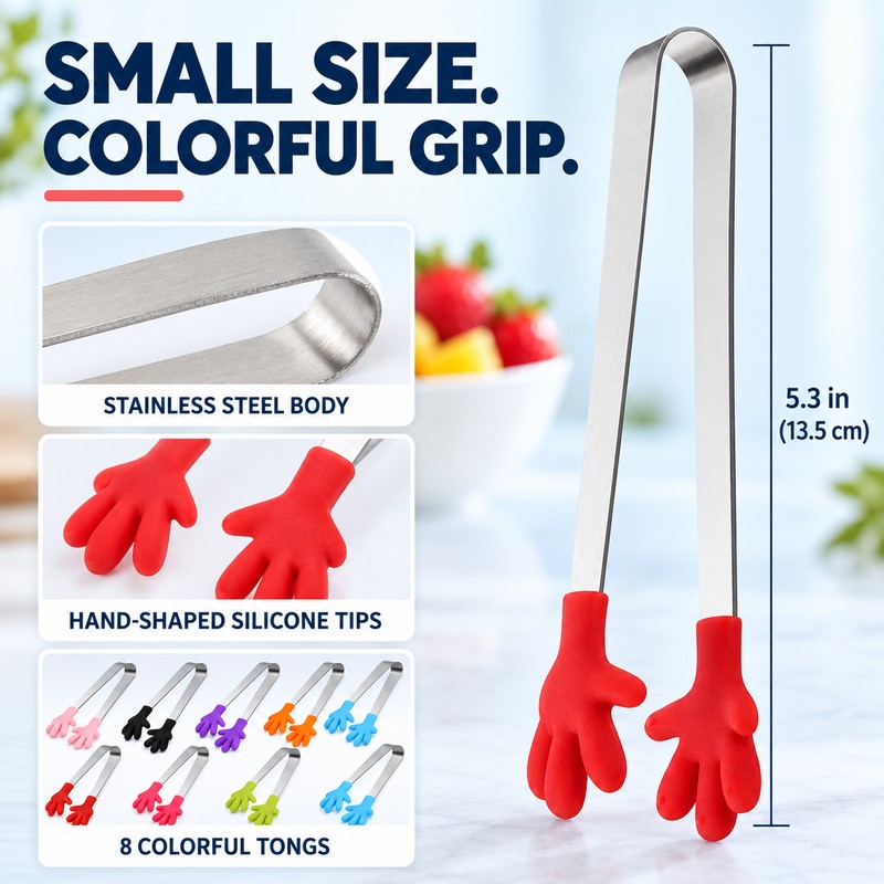 Mini Kitchen Tongs for Snacks and Food Serving – Stainless