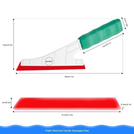 NEWISHTOOL Escobilla de goma suave para vinilo, escobilla de agua con mango para espejo, ducha, vidrio, puerta, ventana, kit de tintado de ventana, esquinas afiladas sin hoja de canal biselado para puntos difíciles de alcanzar