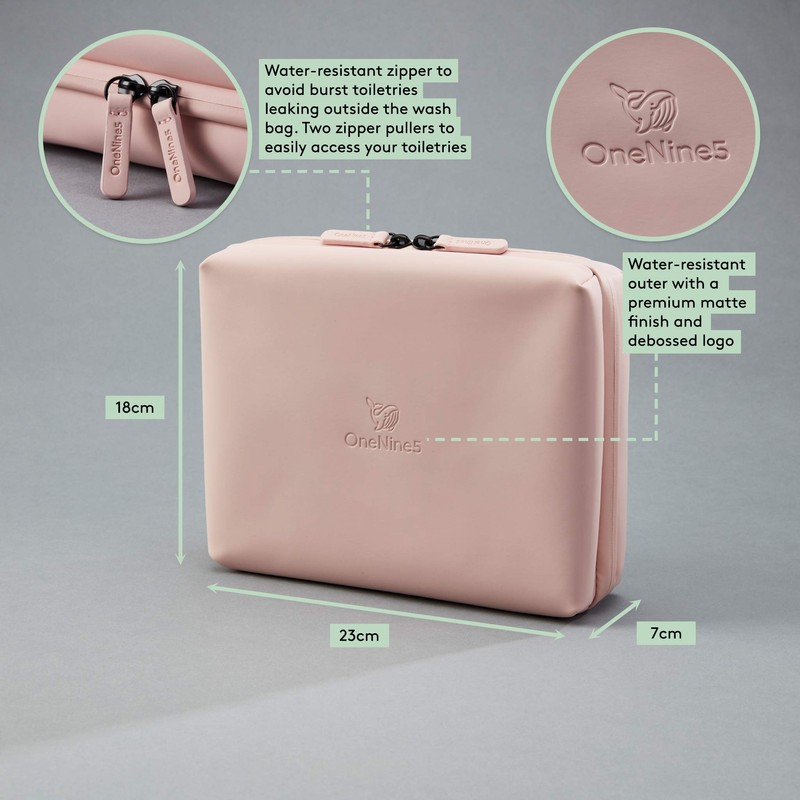 OneNine5 Eco-Friendly Travel Wash Bag (Toiletry Bag) with 100% Recycled
