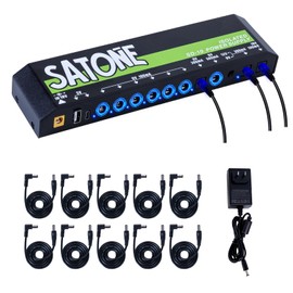 Satone Guitar Pedal Power Supply,12 DC Output(100/300/500ma) Pedal Board Power Supply with USB and Type-c Port for 9V 12V 18V Effect Pedal
