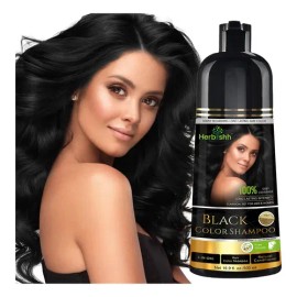 Shampoo Tinte Cubre Canas Negro Herbishh 500ml