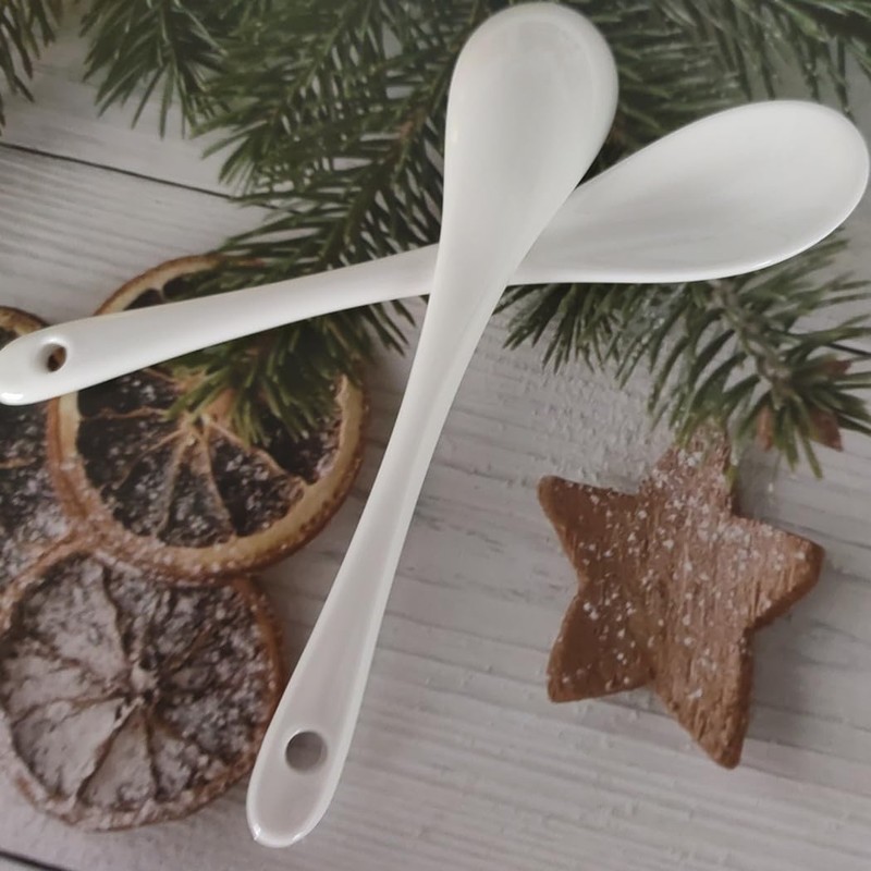 White Ceramic Coffee Spoon, 5 Inch Small Tea Spoons for