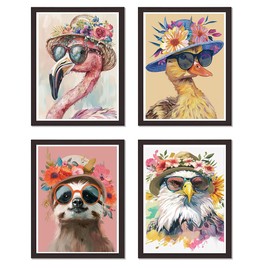 4 Pack Animal Stamped Cross Stitch Kits - Flamingo Duck Sloth Eagle Embroidery Kits for Beginners Adults,11 CT Patterns Dimensions Counted Cross Stitch Kits Arts Craft Kits 12x16inch
